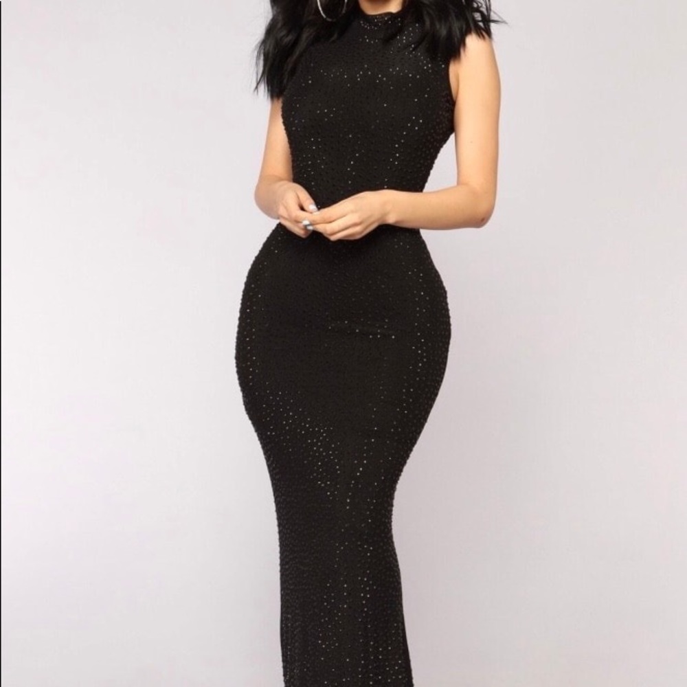 Black studded floor length dress